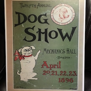 Animals Vintage Print Dog Show Decoupaged on Wood