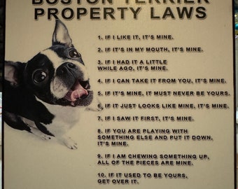 Boston Terriers Property Laws Decoupaged on Wood