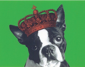 Boston Terrier King Decoupage on Wood