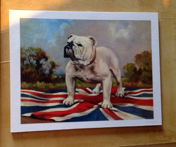 Vintage English Bulldog With British Flag Decoupaged on Wood - Etsy