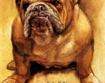 Antique Sepia English Bulldog  Photo Decoupaged on Wood