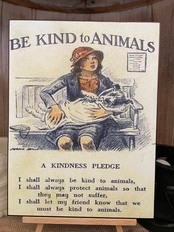 Be Kind to Animals Pledge Print Decoupaged on Wood - Etsy Be Kind to Animals Pledge Print Decoupaged on Wood - Etsy