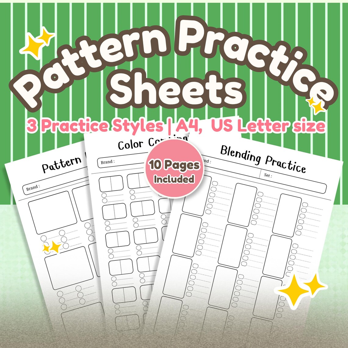Coloring Practice Worksheet Printable | Blending and Pattern Practice ...