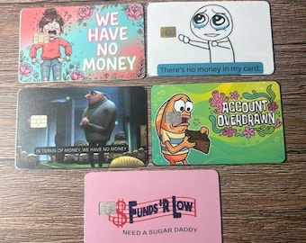 Pick Any 2 Broke Girl Card Skin Set, Funny Vinyl Debit Stickers