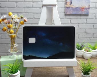 Adhesivo para tarjeta de crédito / Vinilo con diseño de la Vía Láctea / Envoltura protectora para tarjetas