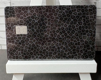 Black Leopard Print Card Skin, Waterproof Vinyl Debit Sticker (Dark Animal Print)