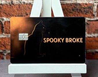 Spooky Broke Halloween Card Skin | Black Cat Witchy Debit Cover (Waterproof Vinyl)