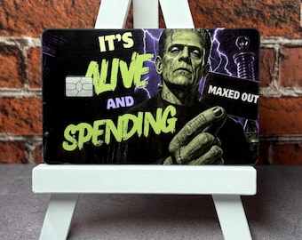 It's Alive and Spending Card Skin | Funny Frankenstein Halloween Debit Sticker | Maxed Out Cover