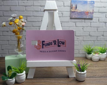 Funny Credit Card Skin, Funds Low Debit Card Sticker, Pink Retro Decal