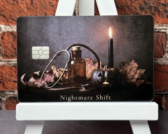 Nightmare Shift Card Skin | Funny Nurse Halloween Sticker | Moody RN Gift | Dark Cottagecore Cover