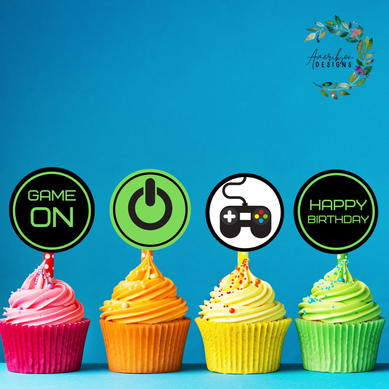 Video Game Cupcake Toppers, Cupcake Topper Instant Download, Printable