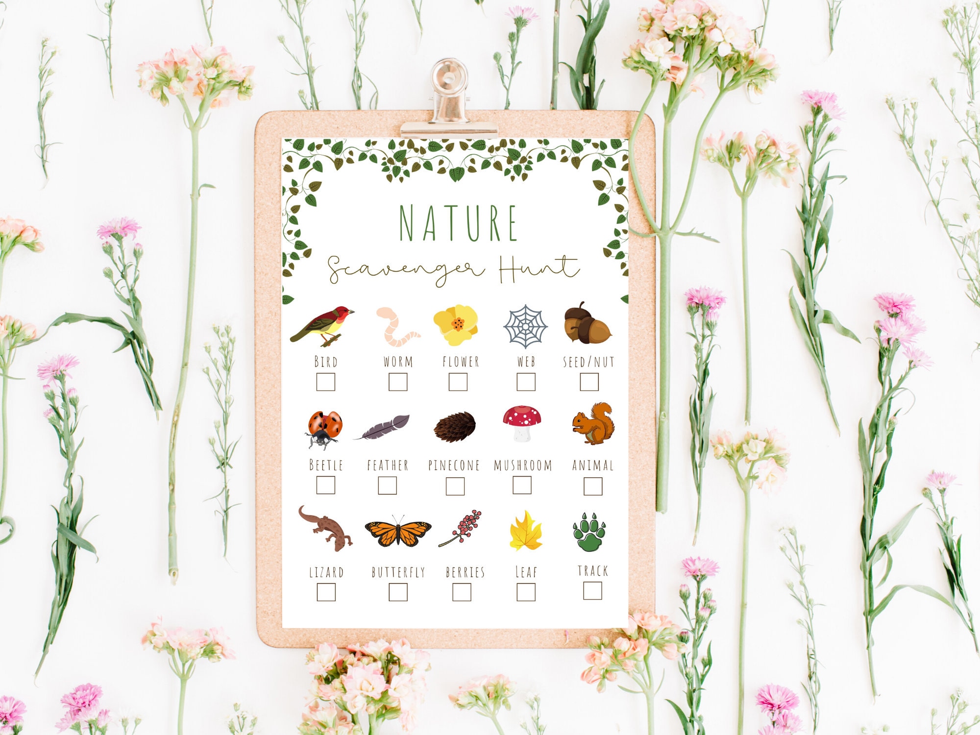Nature Scavenger Hunt Printable for Kids, Camping, Forest Birthday ...