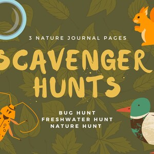 Nature Scavenger Hunt, Bug Hunt, Pond Freshwater Hunt, Hiking, Camping, Birthday game printable for kids or homeschool image 2