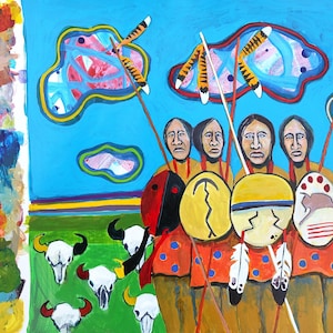 Original Acrylic Painting: Reservation Folk Art Study #1 on Paper, 18x12&quot;