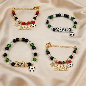 Armband för fotbolls-VM 2026, justerbart fotbollsarmband, smycken till matchdagen, present till supporter, sportsmycken, VM-smycken