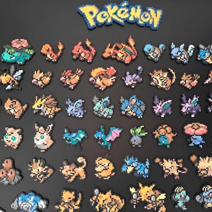 Gen 1 Pokemon Perler Bead Pattern PDF | All 151 + Logo & 5 Pokeballs | Fuse Bead Pixel Art Template | Mard Color Guide | Digital Download
