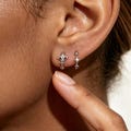 Gothic four-pointed star and Fleur-de-lis  Huggie Earrings, sterling silver earrings, Y2K Vintage style stacked Hoops product logo