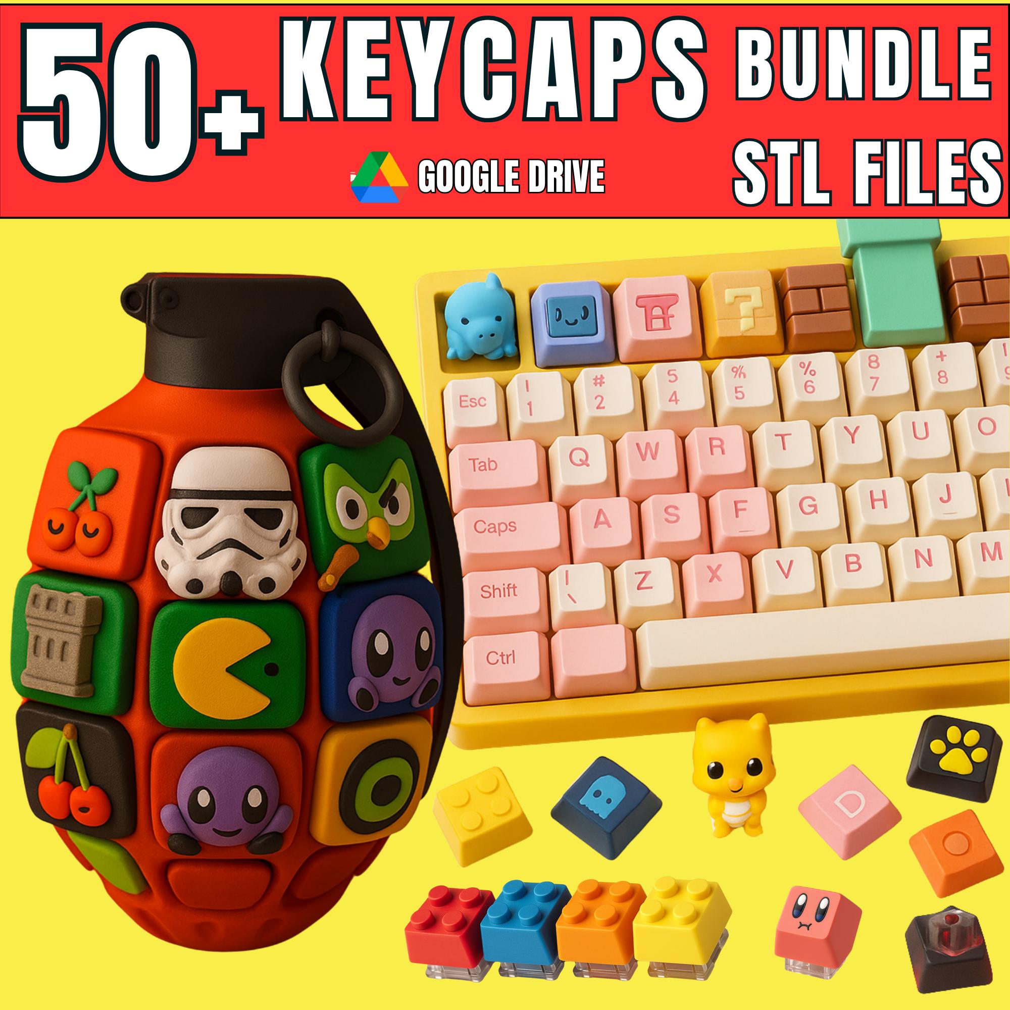 50+ Custom Keycaps STL Bundle | 3D Printable Keyboard Keycap Models | Game, Anime & Cute ...