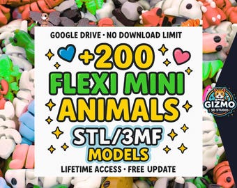 200+ Flexi Mini Animals STL Pack | Articulated 3D Print Models | Cute Flexi Pets & Creatures for FDM - Resin Printing | Digital Download