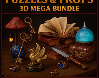 Puzzles & Props 3D STL Mega Bundle | Fantasy Puzzle Models, RPG Props, Magic Artifacts | 3D Printing Files Collection