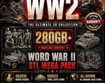 WW2 STL Bundle, 280GB+ Historical Miniatures, Tanks, Soldiers, Terrain (Digital Download)