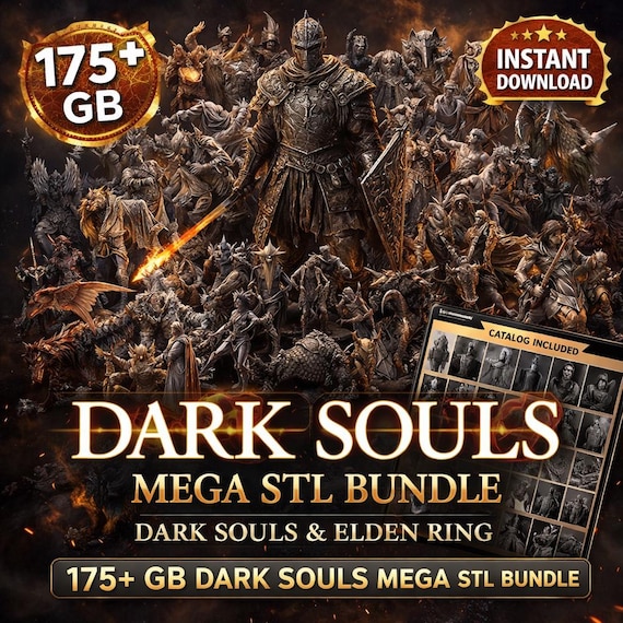 Dark Souls STL Mega Bundle 175GB+ | Elden Ring STL Files | Bloodborne 3D Models | Sekiro Stl Pack | 3D Printing Files | Image Catalog PDF