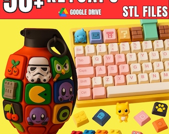 50+ Custom Keycaps STL Bundle | 3D Printable Keyboard Keycap Models | Game, Anime & Cute Character Designs | Mechanical Keyboard Decor