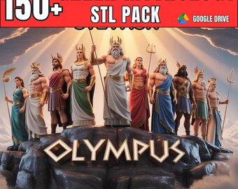 Greek Mythology STL Bundle, Olympus Gods STL Pack, Zeus Poseidon Hades Miniatures, 3D Print Files, Fantasy STL Collection