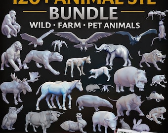 120+ Animals Mega STL Pack | Wild, Farm & Pet 3D Models | STL Files for 3D Printing – Lions, Horses, Dogs, Elephants, Birds - More