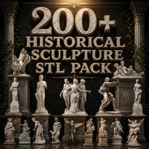 200+ historiska skulpturer i STL-format, grekiska romerska marmorstatyer, museikonst (digital nedladdning)