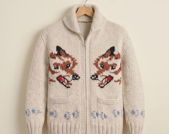 Project Hail Mary Wolf Cardigan, Ryland Grace Wolf Sweater, Mary Maxim Chunky Knit Zip Up Fox Cardigan
