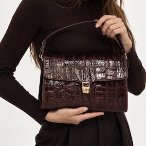 Chocolate mosaic vintage leather patchwork bag