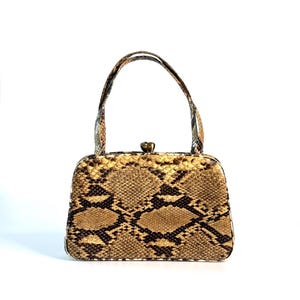 Vintage Snake Kiss Lock-handtas jaren 60-handtas met gestructureerde bovenkant