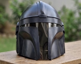 Star Wars Inspired Mandalorian Cosplay Helmet – Stealth Black Edition With Stand