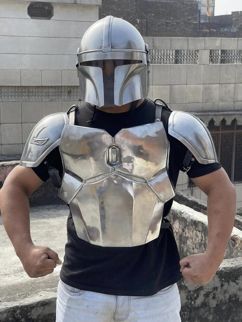Mandalorian Inspired Beskar Armor Set Handmade Sci-Fi Warrior Costume for LARP Cosplay & Gifting MANDALORIAN SRT