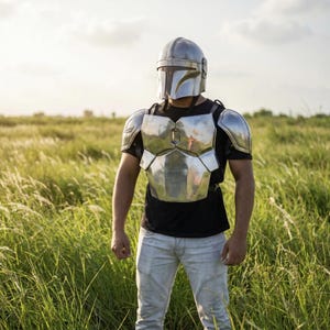 Mandalorian Inspired Beskar Armor Set Handmade Sci-Fi Warrior Costume for LARP Cosplay & Gifting image 1