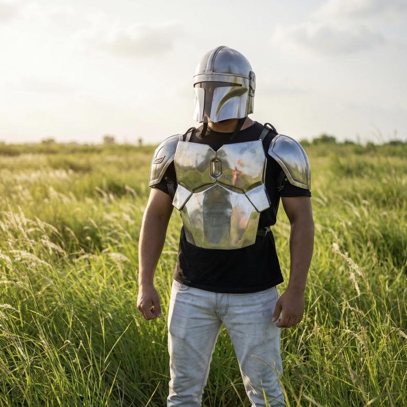 Mandalorian Inspired Beskar Armor Set Handmade Sci-Fi Warrior Costume for LARP Cosplay & Gifting image 1