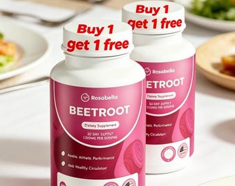 Buy 1 get 1 free value combo of Rosabella Organic Beetroot Capsules , Enhance Immunity,Circulation,Energy,Stamina,Endurance,Anti-aging,Detox