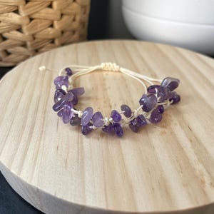 Braçadeira Boho Edelstein Makramee verstellbar – Rosenquarz, Ametista, Aventurin, Aquamarin ou Lapislazuli – Handgemachter Naturstein Schmuck