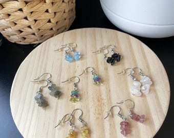 Edelstein Ohrringe mit echten Natursteinen – Handgefertigte Boho Ohrhänger – Rosenquarz, Aquamarin, Labradorit, Citrin & weitere Edelsteine
