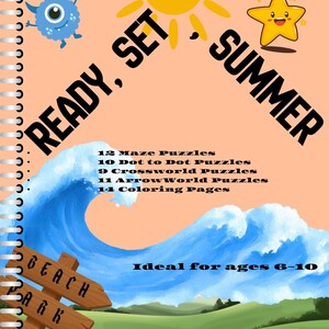 Summer Activity Book for Kids | Printable PDF| 56 pages of Mazes and Fun Activities | Ages 6-10 | Instant Download