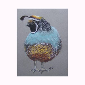 装飾的な印象派の鳥、鳩、オリジナルのソフトパステル画、紙に描かれた