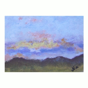 Original Inspirational Psalm Miniature Morning Sky Clouds Landscape Pastel Art by Niki Hilsabeck