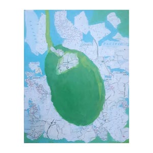 Original Textured Collage California Avocado Mixed Media Painting on Canvas by Niki Hilsabeck
