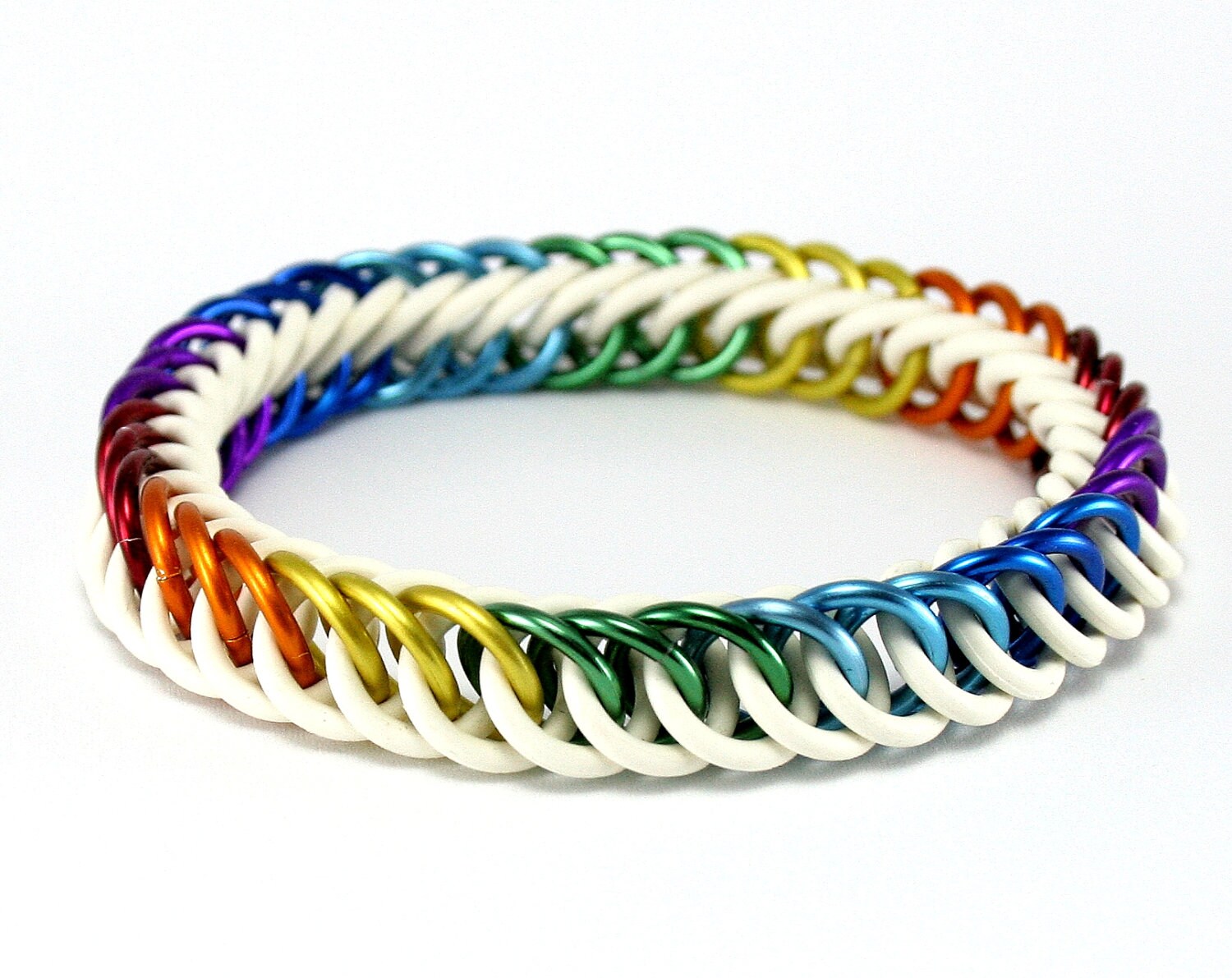 White Rainbow Stretch Bracelet Orion's Belt Rubber Metal Etsy