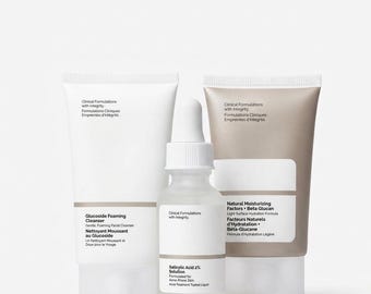 El set purificante con ácido salicílico, limpiador espumoso y crema hidratante para el cuidado de la piel.