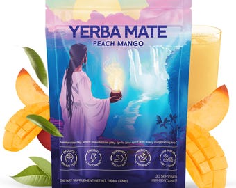 Té instantáneo en polvo de yerba mate 5 en 1 con melena de león, L-teanina y probióticos, 30 porciones.