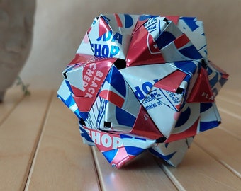 Recycled Can Art Origami, hand-folded from PEPSI SODA SHOP Wild Cherry // Geometric Decor // Hanging Ornament // Original Upcycled Art