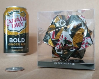 Recycled CANADA DRY BOLD Can Art Origami Christmas Ornament // Gift Box // 2020 Personalization