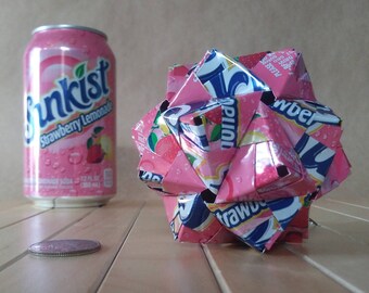 Recycled SUNKIST STRAWBERRY LEMONADE Can Origami // Christmas Ornament // 2020 Personalization // One of a Kind Gift // Unique & Eclectic